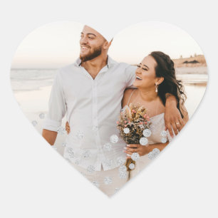 Pegatina En Forma De Corazón Boda Confetti Purpurina de Plata