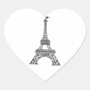 Pegatina En Forma De Corazón Boda Corazón Línea Negra Torre Eiffel París Franci