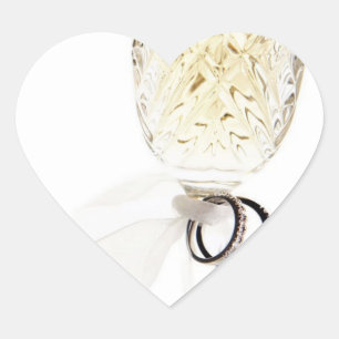 Pegatina En Forma De Corazón Boda Corazones Anillos Bodas de vidrio de champán