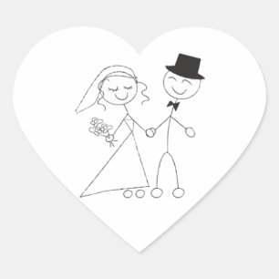 Pegatina En Forma De Corazón Boda Corazones Palo Figura Boda de novia y de Groo