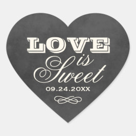 Pegatina En Forma De Corazón Boda de Amor Dulce Pizarra Vintage