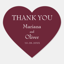 Pegatina En Forma De Corazón Boda de Borgoña Minimalista de la frontera moderna