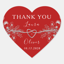 Pegatina En Forma De Corazón Boda de Corazón Rojo