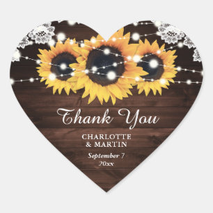 Pegatina En Forma De Corazón Boda de girasol de Moda rusa Wood Lace