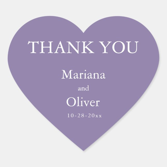 Pegatina En Forma De Corazón Boda de lavanda clásica (Anverso)