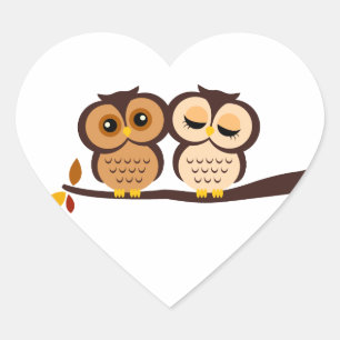 Pegatina En Forma De Corazón Boda de Lechuzas Temáticas de Otoño