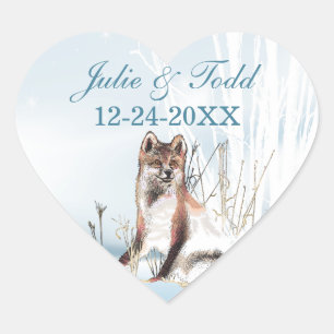 Pegatina En Forma De Corazón Boda De Lobo De Invierno Salva La Fecha