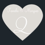 Pegatina En Forma De Corazón Boda de Monogramas de Personalizable Timberwolf<br><div class="desc">Monogramas de boda personalizados Sellos para sobres de invitación - los planificadores de la industria Boda generalmente se preguntan: ¿cuánto Sellos necesita en un monograma? Estos sellos de monogramas Boda elegantes y personalizables son adecuados para los Monogramas bodas y la papelería boda adicional. - Boda Monogramas Esenciales - Personalizable Monogramos...</div>