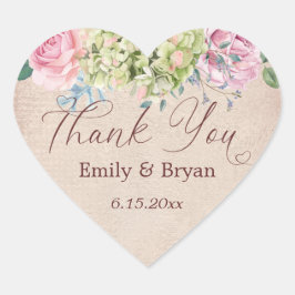 Pegatina En Forma De Corazón Boda De Pulverización De Fondo Vintage Gracias Cl