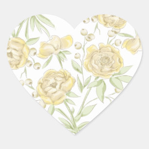Pegatina En Forma De Corazón Boda de Rosa Amarilla