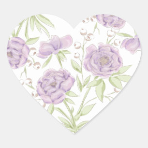 Pegatina En Forma De Corazón Boda de Rosa Púrpura Lavanda