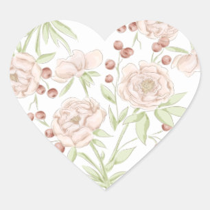 Pegatina En Forma De Corazón Boda de Rosa Rosa Rubor