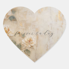 Pegatina En Forma De Corazón Boda de Rosas Cream Peach