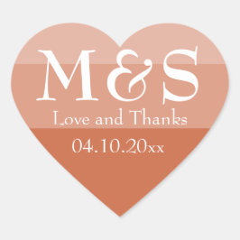 Pegatina En Forma De Corazón Boda de terracota moderna y chic con letra script