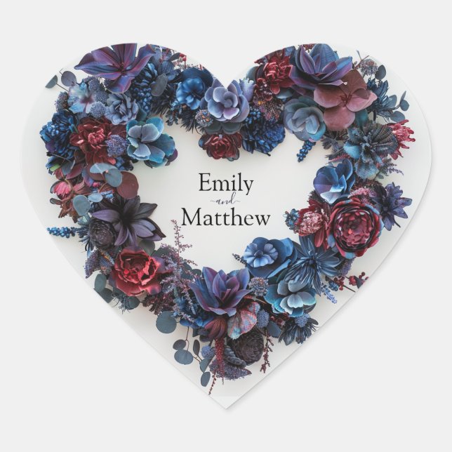 Pegatina En Forma De Corazón Boda Deep Woodland Romance (Anverso)