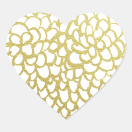 Pegatina En Forma De Corazón Boda del patrón de Petal dibujado a mano con oro