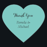 Pegatina En Forma De Corazón Boda Elegante Clásico Minimalista Azul Gracias<br><div class="desc">Esta plantilla se puede personalizar para satisfacer todas las ocupaciones profesionales.</div>