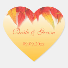 Pegatina En Forma De Corazón Boda elegante, en caída de bonito