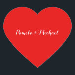 Pegatina En Forma De Corazón Boda Elegante Minimalista Clásico cálido rojo<br><div class="desc">Esta plantilla se puede personalizar para satisfacer todas las ocupaciones profesionales.</div>