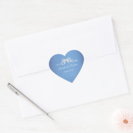 Pegatina En Forma De Corazón Boda Elegante Romántica con Cinta Blanca