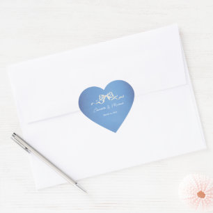 Pegatina En Forma De Corazón Boda Elegante Romántica con Cinta Blanca