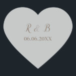 Pegatina En Forma De Corazón Boda encantadora y elegante<br><div class="desc">Estos pegatinas de forma cardíaca,  una forma elegante de complementar su papelería boda,  presentan un fondo azul con una fuente marrón bonito. Personalizar tu nombre y fecha de boda también con letra marrón. Personaliza tus stickers de boda hoy! Diseño Pegatina boda: WeddingsbyRhoadie</div>