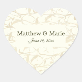 Pegatina En Forma De Corazón Boda Fancy Foliage