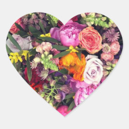 Pegatina En Forma De Corazón Boda floral romántico multicolor