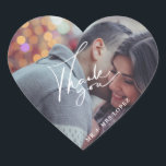 Pegatina En Forma De Corazón Boda fotográfico moderno Gracias Por Favorecer A L<br><div class="desc">Personalizar estos favores matrimoniales gracias pegatinas con su foto favorita y sus nombres.</div>