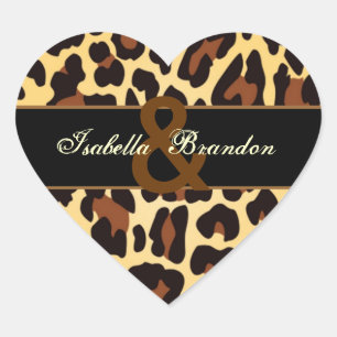 Pegatina En Forma De Corazón Boda Gold Black Leopard