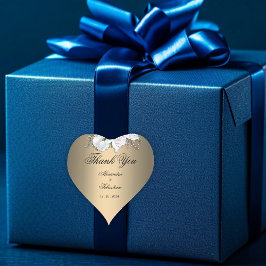 Pegatina En Forma De Corazón Boda Gold y White Rose gracias