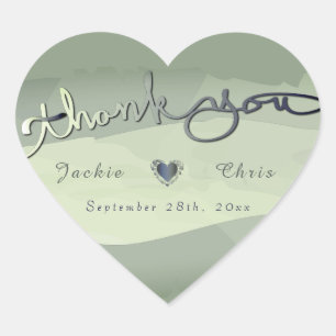 Pegatina En Forma De Corazón Boda "Gracias" Gray Wash