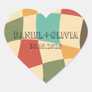 Pegatina En Forma De Corazón Boda Minimalista colorido