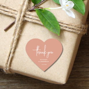 Pegatina En Forma De Corazón Boda minimalista Peach