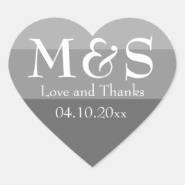 Pegatina En Forma De Corazón Boda Moderna Gris