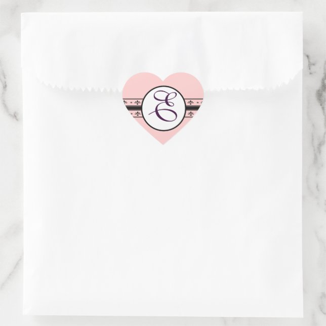 Pegatina En Forma De Corazón Boda Monogramo (Bolso)