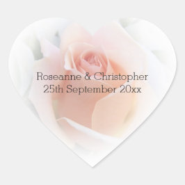 Pegatina En Forma De Corazón Boda Pegatina del corazón Peach Pink Rosebud