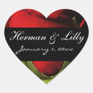 Pegatina En Forma De Corazón Boda personalizada larga del rosa rojo del tronco