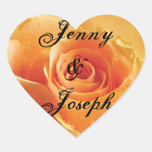 Pegatina En Forma De Corazón Boda Personalizado Rosa de Peach Wild