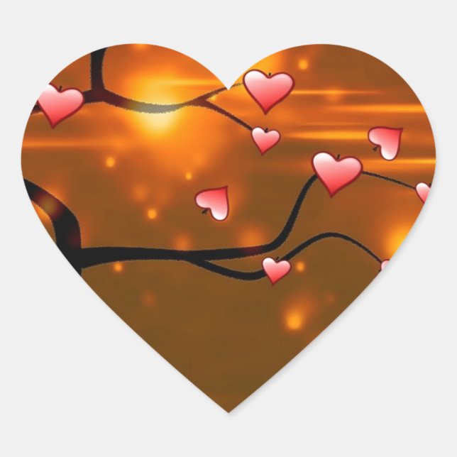 Pegatina En Forma De Corazón Boda Romántica Elegante (Anverso)