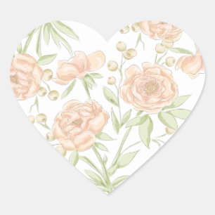 Pegatina En Forma De Corazón Boda Rosa Melocotón
