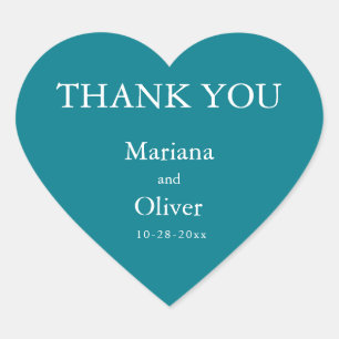 Pegatina En Forma De Corazón Boda Verde azulado clásico