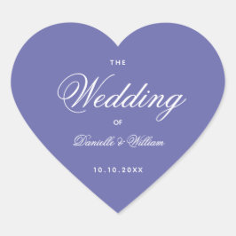 Pegatina En Forma De Corazón Boda Violeta Corazón con Caligrafía 