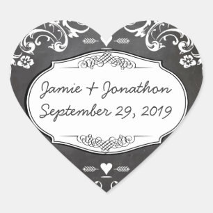 Pegatina En Forma De Corazón Bodas de tipografía de Chalkboard