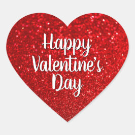 Pegatina En Forma De Corazón Bokeh Purpurina Rojo Feliz Día de San Valentín