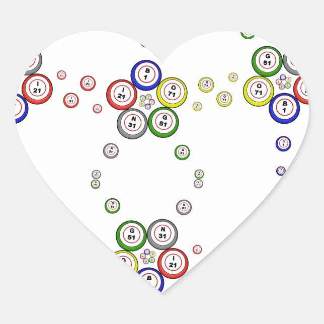 Pegatina En Forma De Corazón Bolas de Bingo (Anverso)