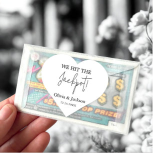 Pegatina En Forma De Corazón Boleto de Lotería de Boda Personalizado con el Nom
