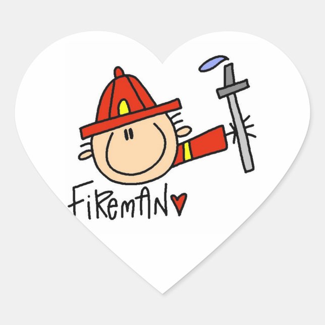 Pegatina En Forma De Corazón Bombero (Anverso)