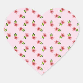 Pegatina En Forma De Corazón Bonito de patrón floral Romántico rosado