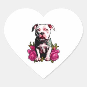 Pegatina En Forma De Corazón Bonito en Pittbull Estilo de tatuaje rosa rosa